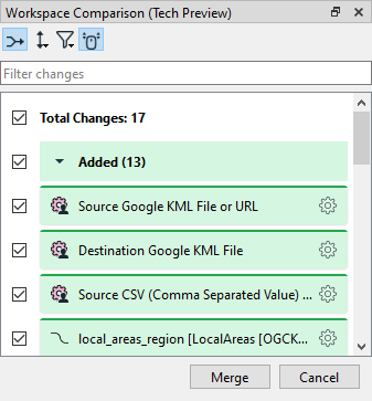 All changes selected